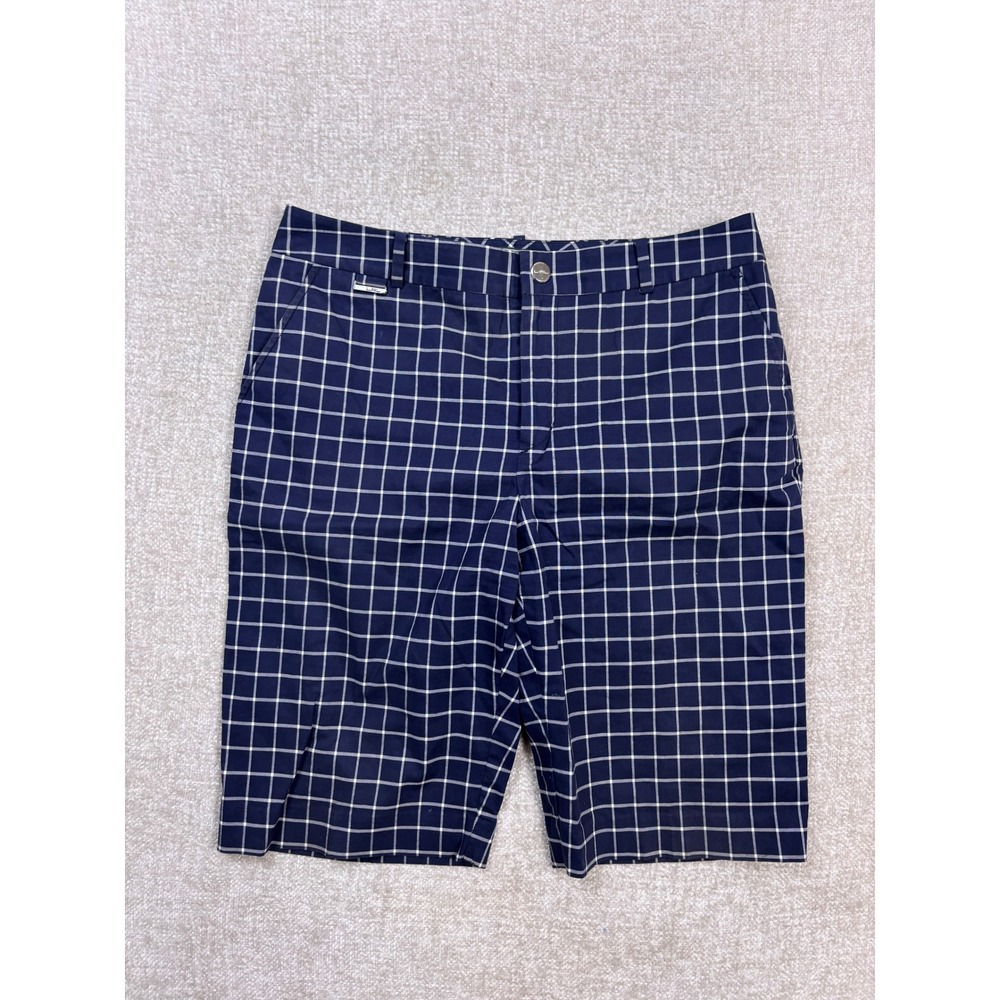 Lauren Ralph Lauren Active Navy Blue White Windowpane Plaid Shorts Womens 6